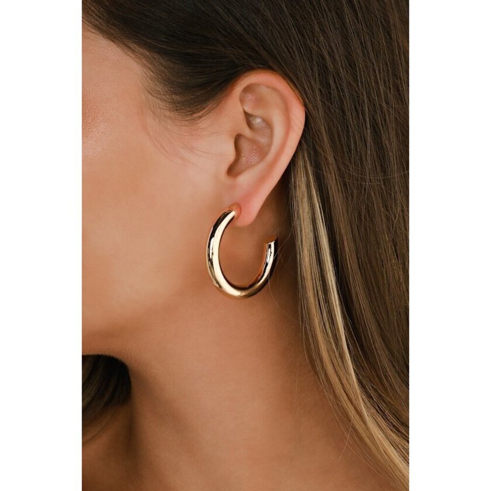 Lulus Karissa Gold Hoop Earrings - Size One Size